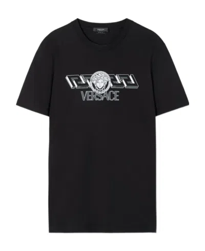 VERSACE VERSACE LOGO PRINTED CREWNECK T-SHIRT
