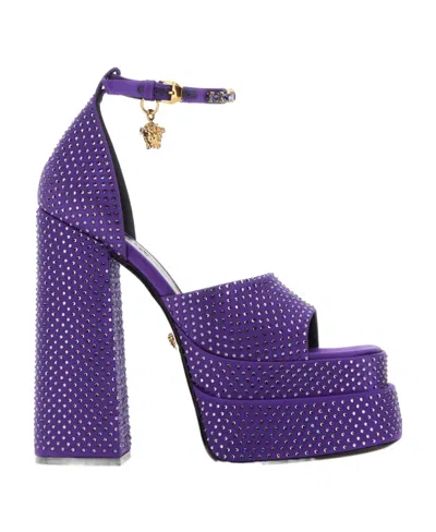 VERSACE VERSACE MEDUS AEVITAS EMBELLISHED PLATFORM SANDALS
