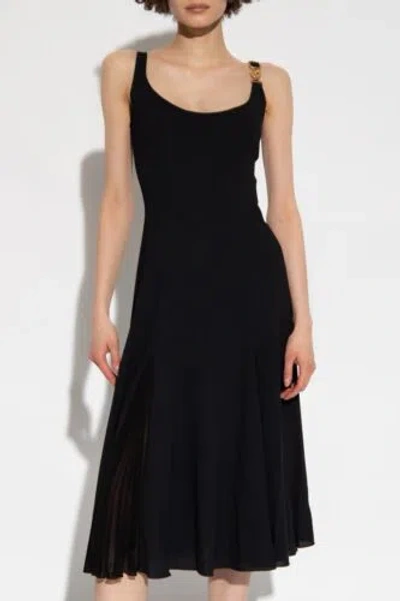 VERSACE VERSACE MEDUSA ‘95 PLAQUE PLEATED BLACK MIDI DRESS IT 40/US 4 $3,050