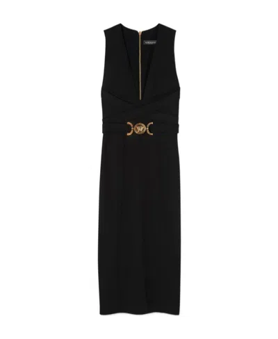 VERSACE VERSACE V-NECK SLEEVELESS MIDI DRESS