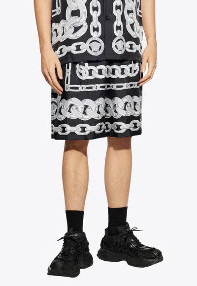 VERSACE MEDUSA CHAINS SILK SHORTS