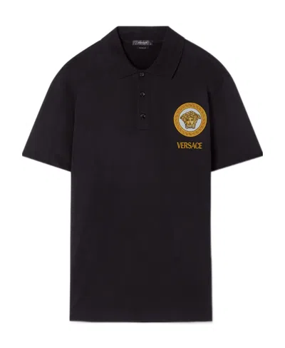 VERSACE VERSACE LOGO EMBROIDERED SHORT-SLEEVED POLO SHIRT