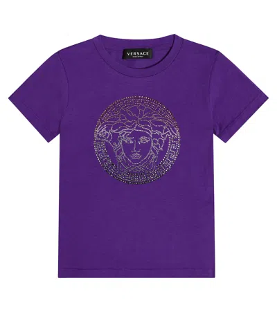 VERSACE MEDUSA EMBELLISHED COTTON JERSEY T-SHIRT