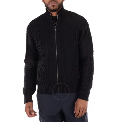 VERSACE VERSACE MEDUSA EMBROIDERED CABLE-KNIT FULL ZIP CARDIGAN
