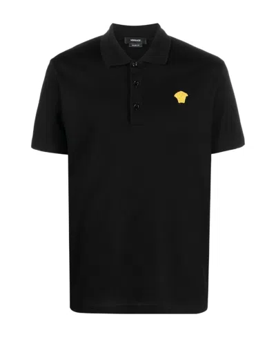 VERSACE VERSACE MEDUSA LOGO EMBROIDERED SHORT-SLEEVED POLO SHIRT
