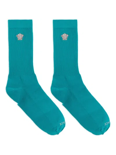 VERSACE MEDUSA-EMBROIDERED RIBBED SOCKS
