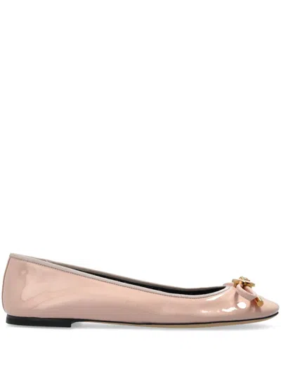 VERSACE OPERA BOW PATENT-LEATHER BALLET FLATS