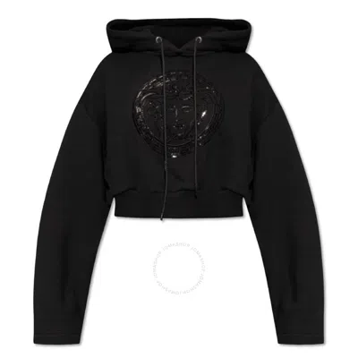 VERSACE VERSACE MEDUSA HEAD-EMBELLISHED CROPPED HOODIE