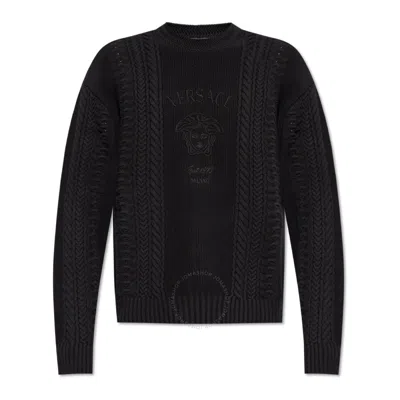 VERSACE VERSACE MEDUSA MILANO CABLE-KNIT SWEATER