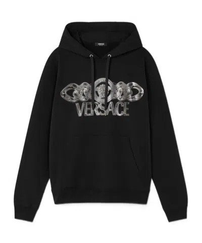 VERSACE VERSACE MEDUSA ON CHAIN DRAWSTRING HOODIE