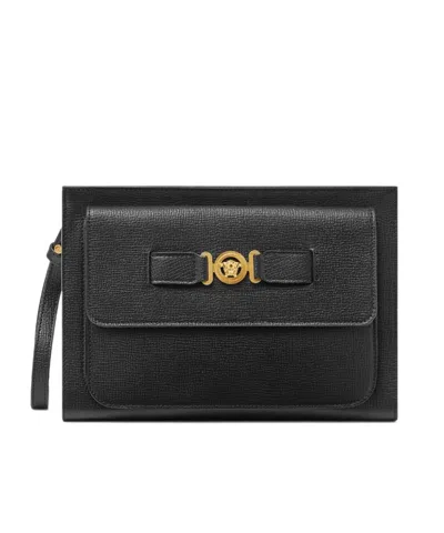 VERSACE VERSACE MEDUSA BIGGIE ZIPPED LARGE CLUTCH BAG