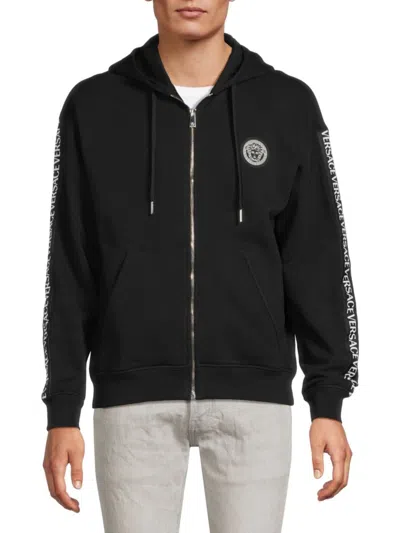 VERSACE MEN'S LOGO MEDUSA COTTON HOODIE