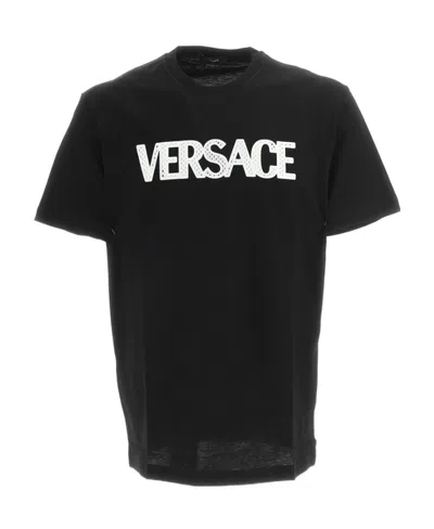 VERSACE VERSACE LOGO DETAILED CREWNECK T-SHIRT