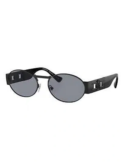VERSACE VERSACE OVAL METAL SUNGLASSES WITH GREY LENS IN BLACK - SIZE 56MM