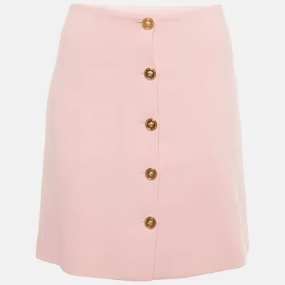 VERSACE PINK WOOL MEDUSA BUTTON MINI SKIRT S