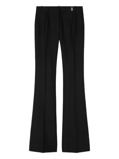 Versace Pinstripe-flared Trousers In Black