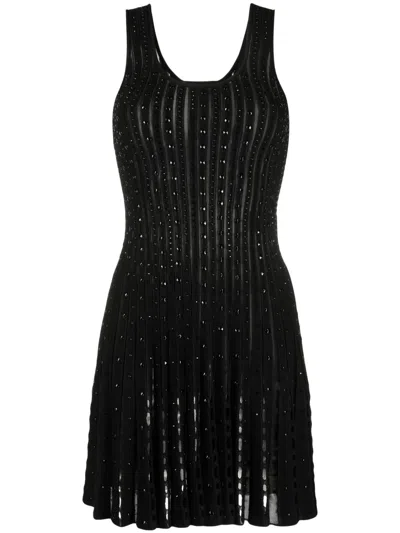 VERSACE PLISSÉ-KNIT SLEEVELESS MINIDRESS