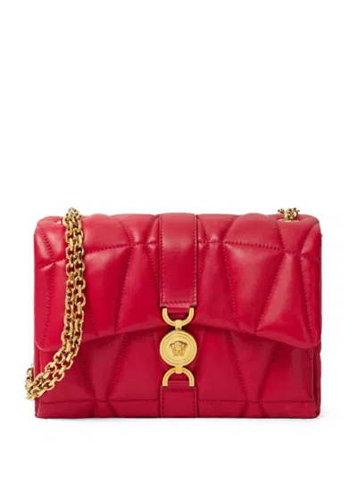 VERSACE WOMEN RED KLEIO QUILTED SHOULDER BAG, ONESIZE LUXURY SHOULDER BAGS FOR WOMEN DARVEYS