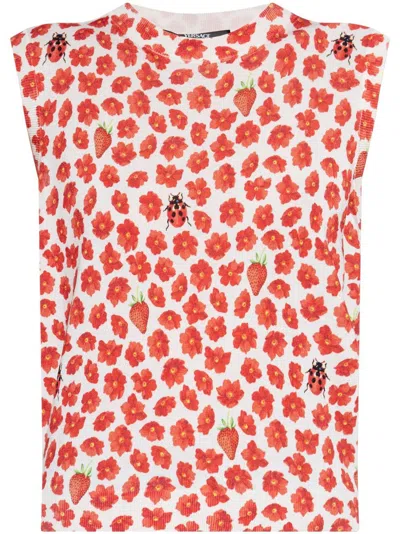 VERSACE STRAWBERRY GARDEN T-SHIRT - WOMEN'S - SILK