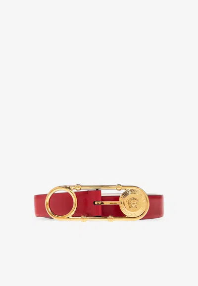 VERSACE SAFETY PIN LEATHER BELT