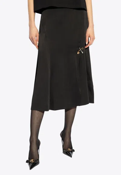 VERSACE SAFETY PINS FLOWY MIDI SKIRT