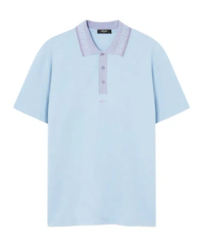 VERSACE VERSACE GRECA-COLLAR SHORT-SLEEVED POLO SHIRT