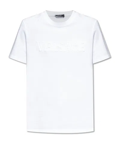 VERSACE VERSACE LOGO-APPLIQUÉ CREWNECK T-SHIRT