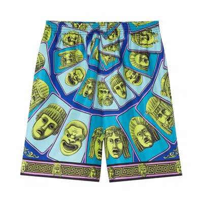 VERSACE VERSACE SILK SHORTS 'ACID GREEN/TEAL'