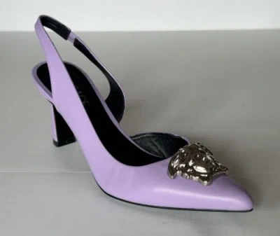 VERSACE VERSACE SLING BACK WOMEN‘S LEATHER PUMP SHOES BABY VIOLET 8 US 1009701 $1050
