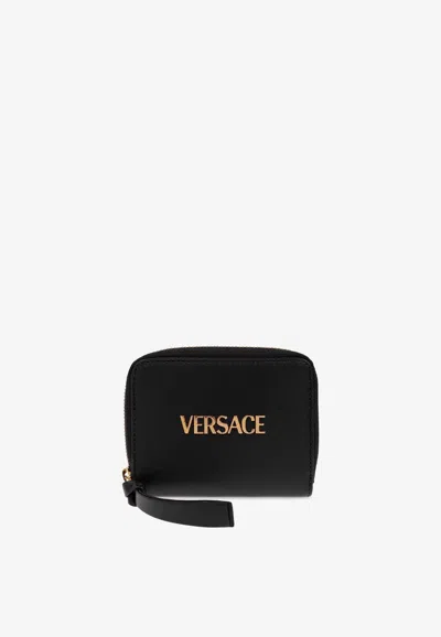 VERSACE TAG LEATHER ZIP WALLET