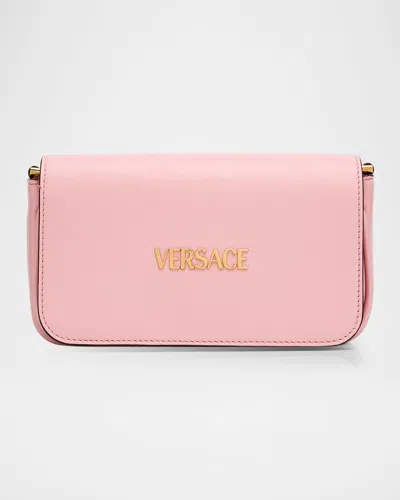 VERSACE TAG MINI FLAP LEATHER SHOULDER BAG