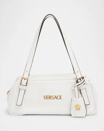VERSACE TAG ZIP LEATHER SHOULDER BAG