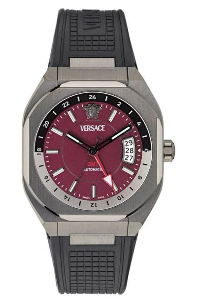 VERSACE VERSACE V-CONTEMPO GMT SILICONE STRAP WATCH, 40MM