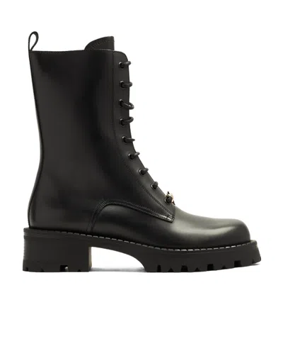 VERSACE VERSACE VAGABOND ROUND-TOE LACE-UP ARMY BOOTS