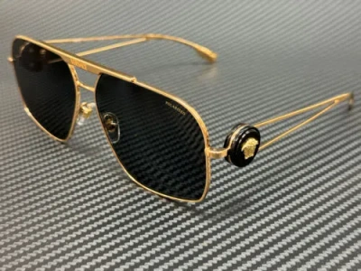 VERSACE VERSACE VE2269 100281 GOLD GREY POLARIZED MEN'S 62 MM SUNGLASSES