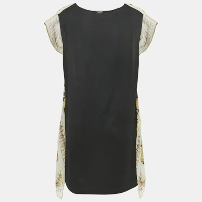 VERSACE WHITE PRINTED SILK & COTTON KNIT KAFTAN DETAIL TUNIC L