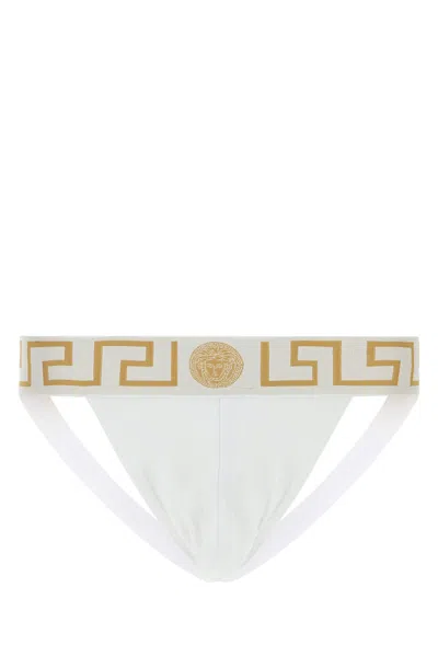 VERSACE WHITE STRETCH COTTON BRIEF