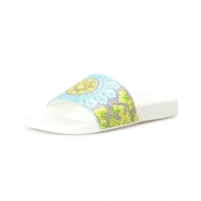 VERSACE VERSACE WOMEN'S LEATHER BAROCCO MOSAIC PRINT POOL SLIDE SHOES US 6 IT 36