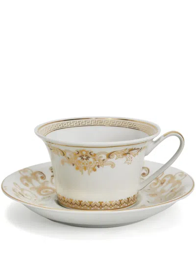 VERSACE X ROSENTHAL MEDUSA GALA TEA CUPS AND SAUCERS (SET OF SIX)