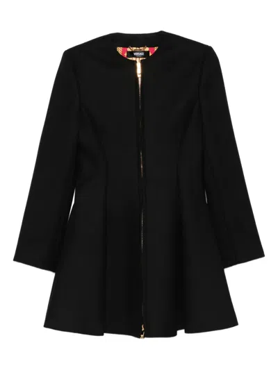 VERSACE ZIP-FRONT FLARED COAT
