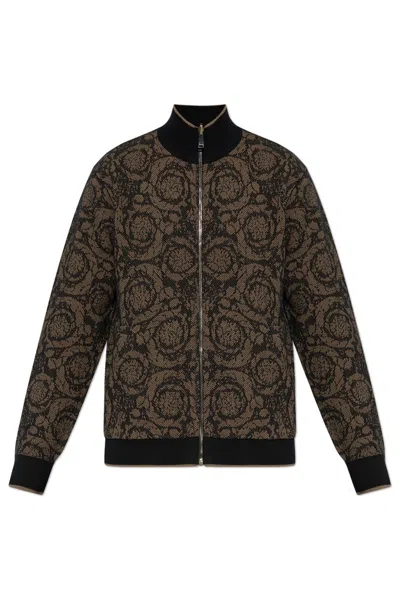 VERSACE VERSACE ZIPPED REVERSIBLE KNITTED CARDIGAN