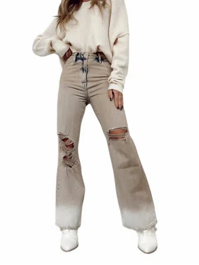 VERVET BY FLYING MONKEY 90'S VINTAGE FLARE JEANS IN BURNT