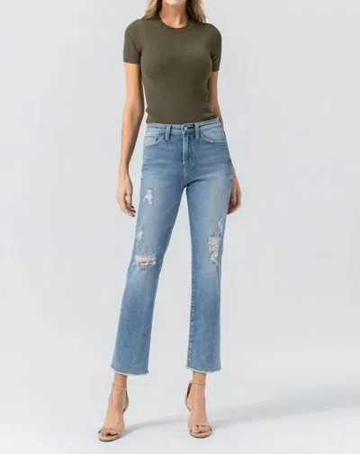 VERVET BY FLYING MONKEY VICTORIA HIGH-RISE STRETCH STRAIGHT JEAN IN BLUE