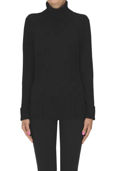VERYBUSY RIBBED CASHMERE TURTLENECK PULLOVER