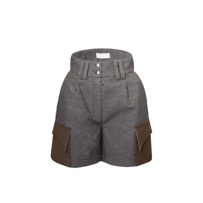 VESTIAIRE D'UN OISEAU LIBRE WOMEN'S NEUTRALS WOOL SHORT TROUSERS