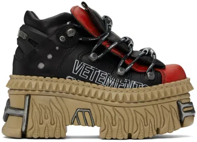 Vetements Black Red New Rock Edition Platform Sneakers In Black