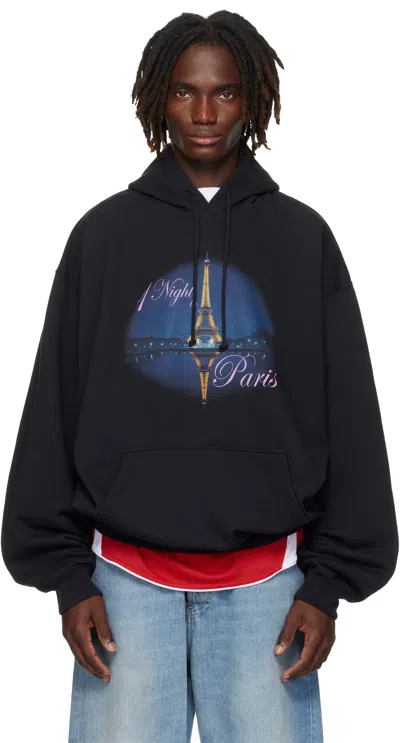 VETEMENTS BLACK 'NIGHT IN PARIS' OVERSIZED HOODIE