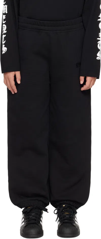 VETEMENTS KIDS BLACK EMBROIDERED LOGO SWEATPANTS