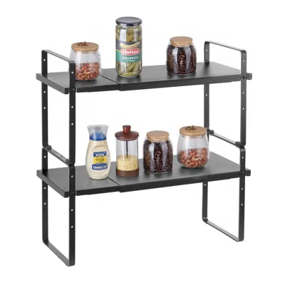 VEVOR 2 TIER CABINET ORGANIZER SHELF COUNTER SHELVES STEEL KITCHEN STORAGE SPICE RACK - BLACK