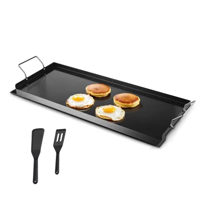 VEVOR 32X14 IN FLAT TOP GRIDDLE CARBON STEEL UNIVERSAL BBQ GRILL PAN COOKWARE - BLACK